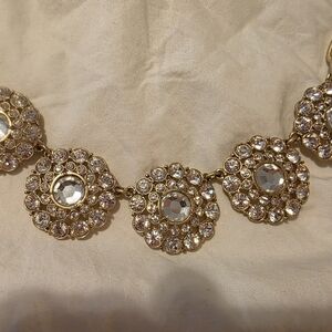 J Crew Gold-Tone Crystal Circle Statement Necklace- Women Jewelry